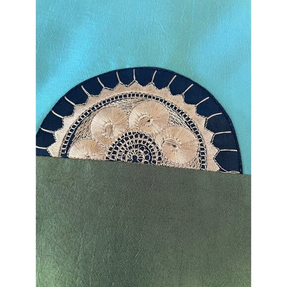 Vintage 1970s Asian Silk Place Mats With Chopsticks and Holder NOS - Picture 8 of 16